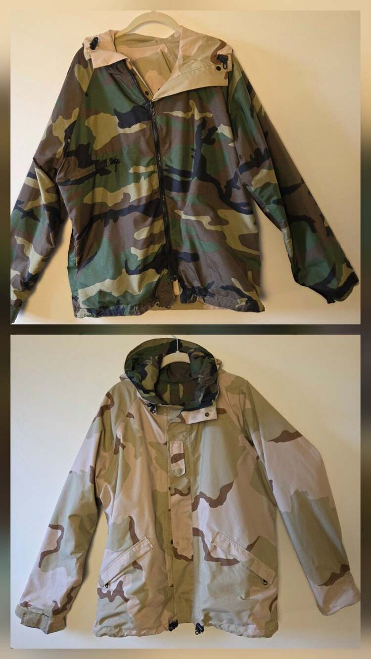 VTG Adventure Tech Reversible Gore-Tex Parka Camo Woodland Desert Sz M USA Made